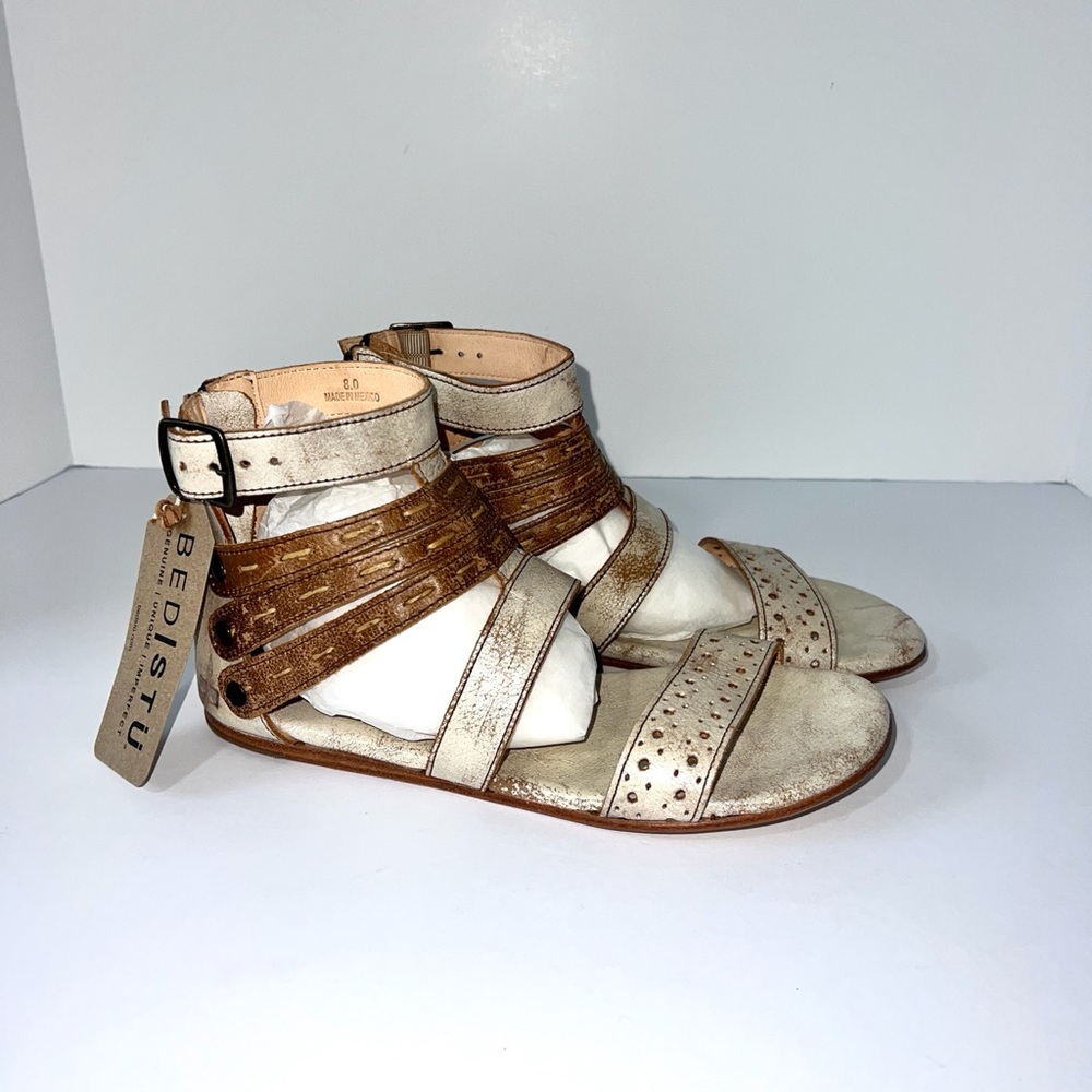 New Bed Stu Artemis Gladiator Sandals size 8 Nectar
Tan Lux Leather Flat Strappy